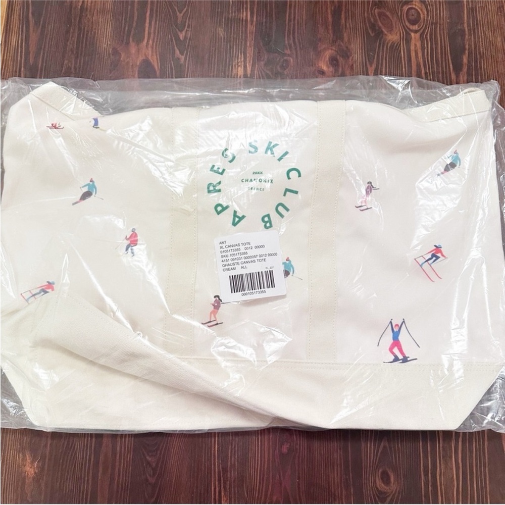 Anthropologie Oversized Slouchy Printed Apres Ski Club Canvas Tote - Picture 8 of 8